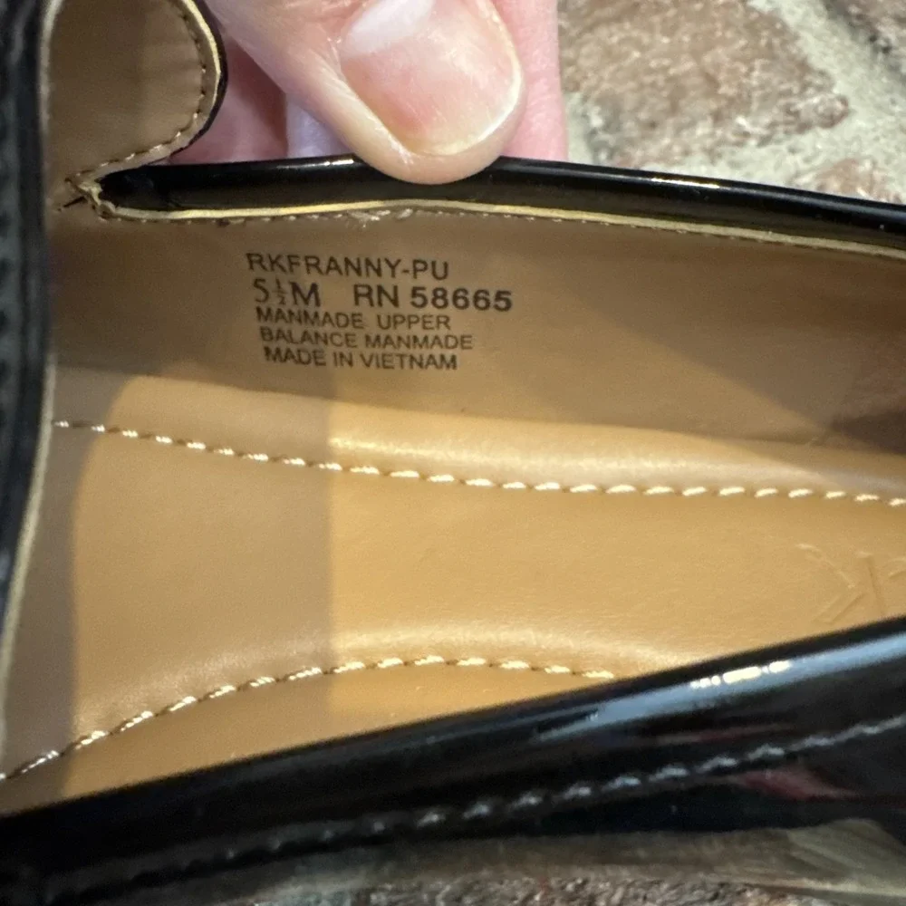 Nordstrom Rack Franny Moc Toe Loafer Shoes Women's‎ Black Patent Sz 5.5 #349